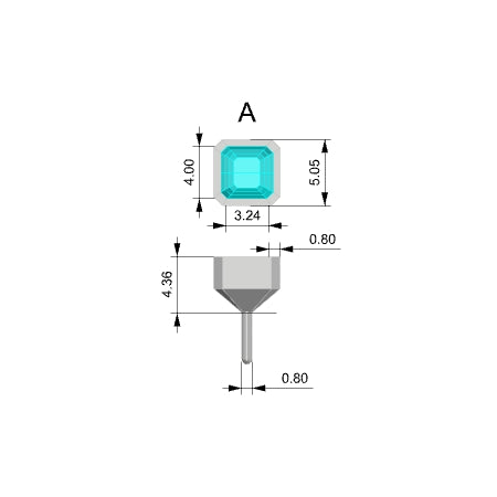 Stacking Ring 4mm square emerald cut bezel peg head 3d model