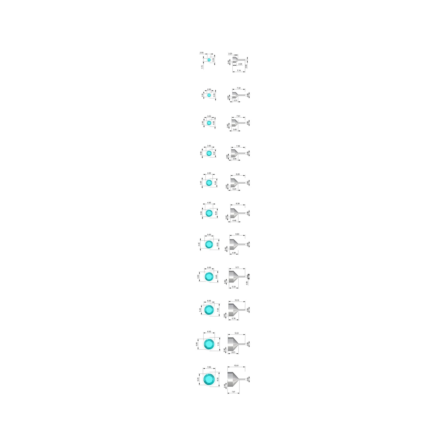 Round Stacking Ring 6.0mm round bezel peg head 3d model
