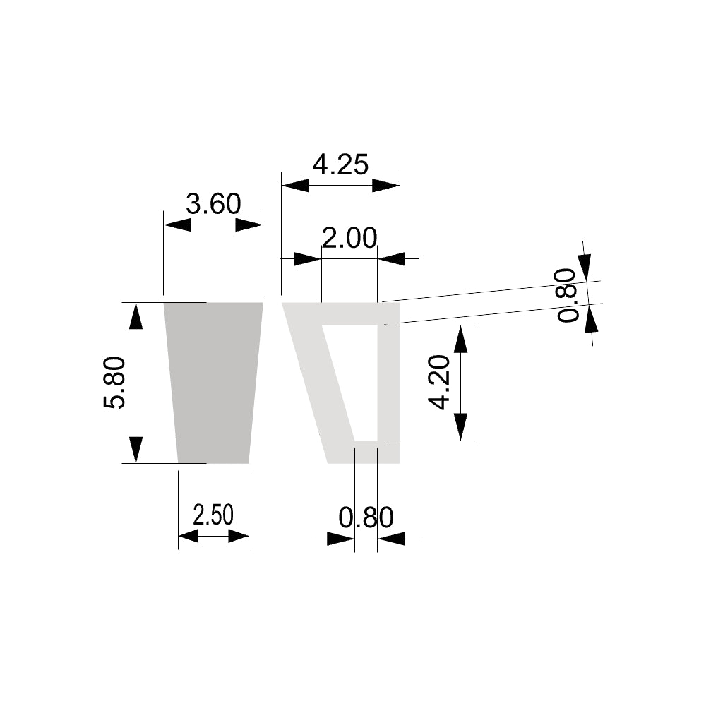 Rectangular bail 2.5x3.6x5.8mm