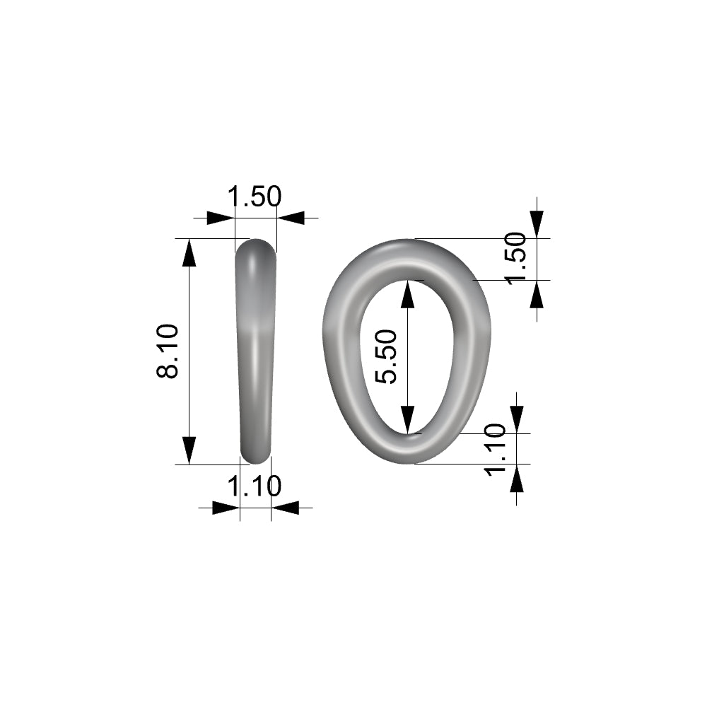 Oval Bail 1.1x1.5x8.1mm