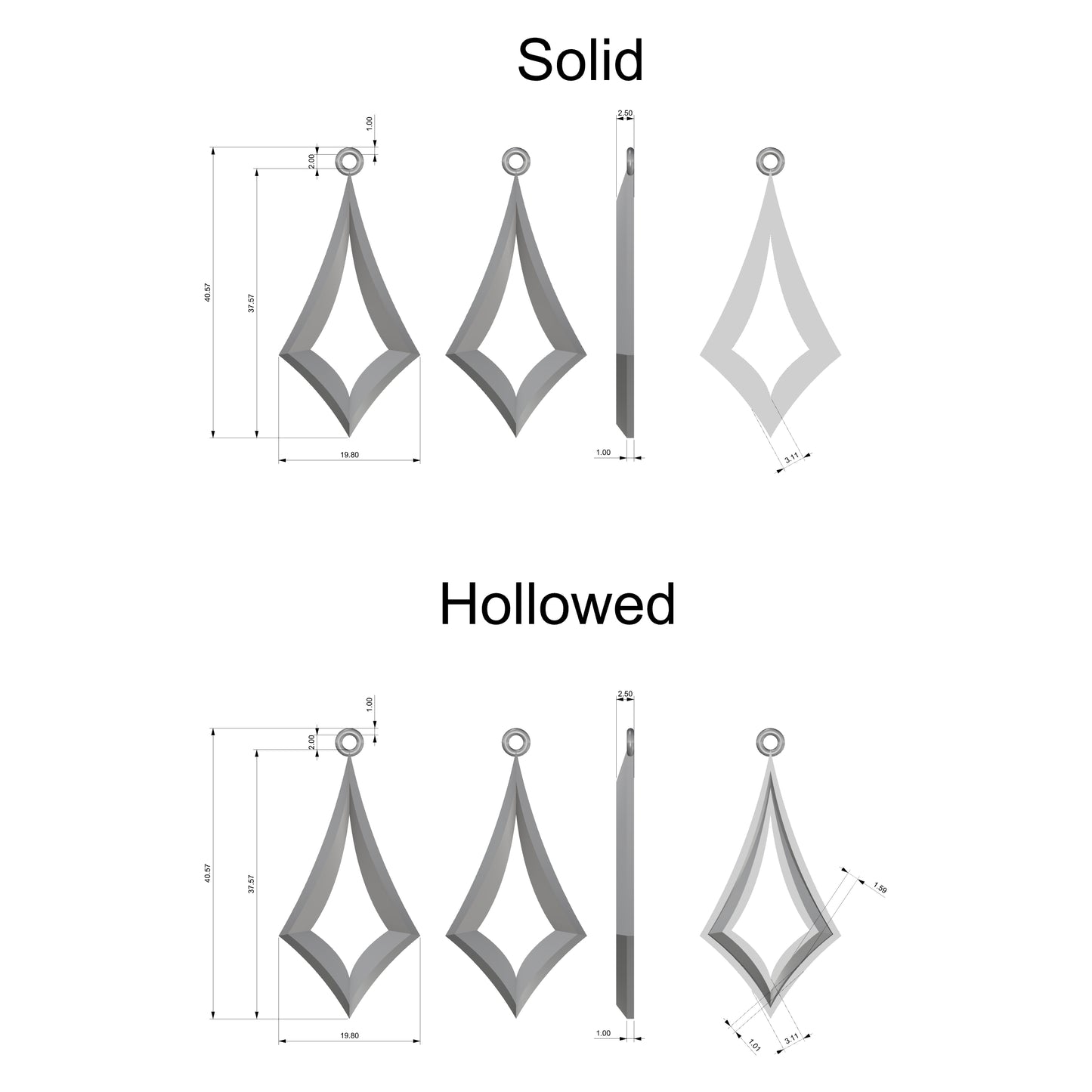 Earring - Large Geometric Kite Shape