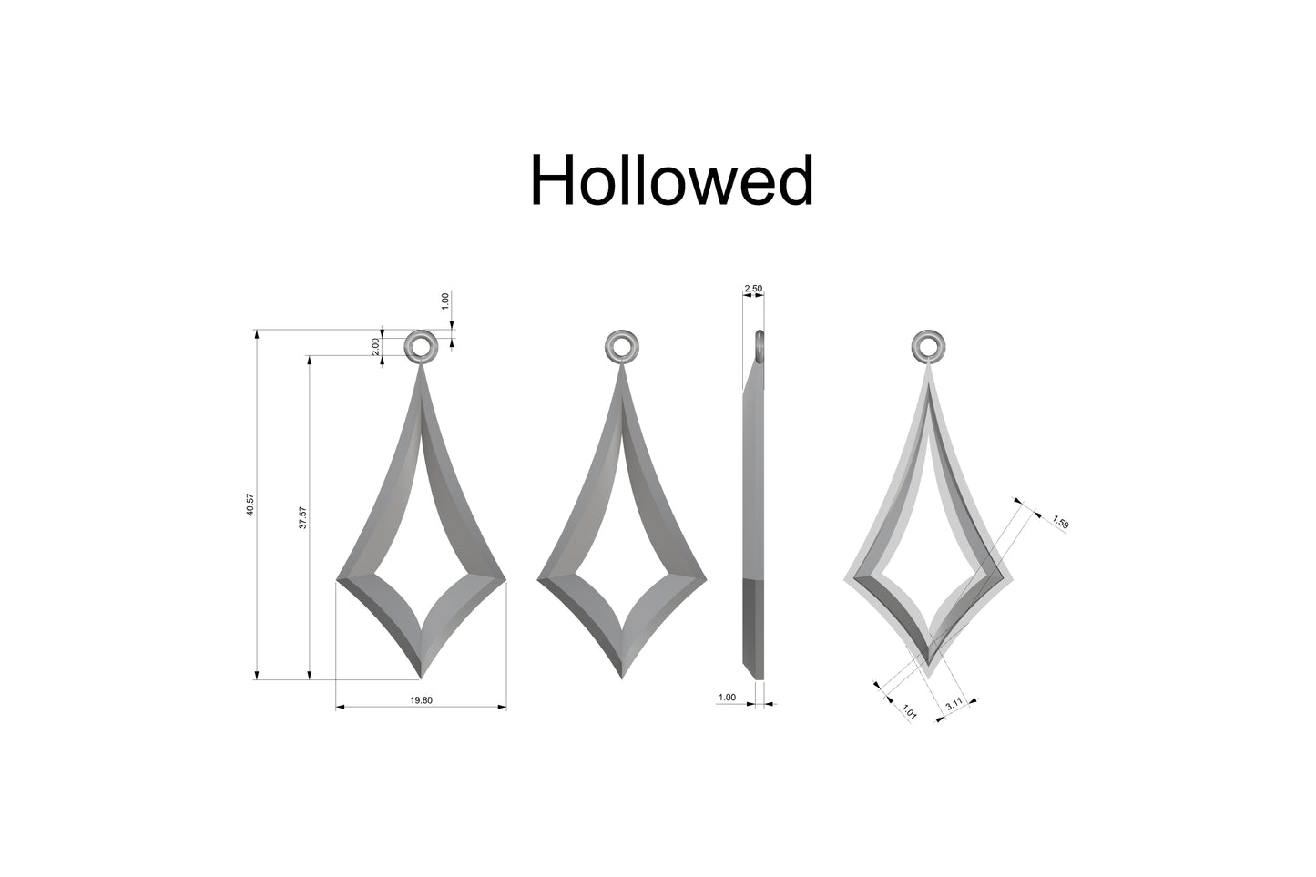Earring - Large Geometric Kite Shape