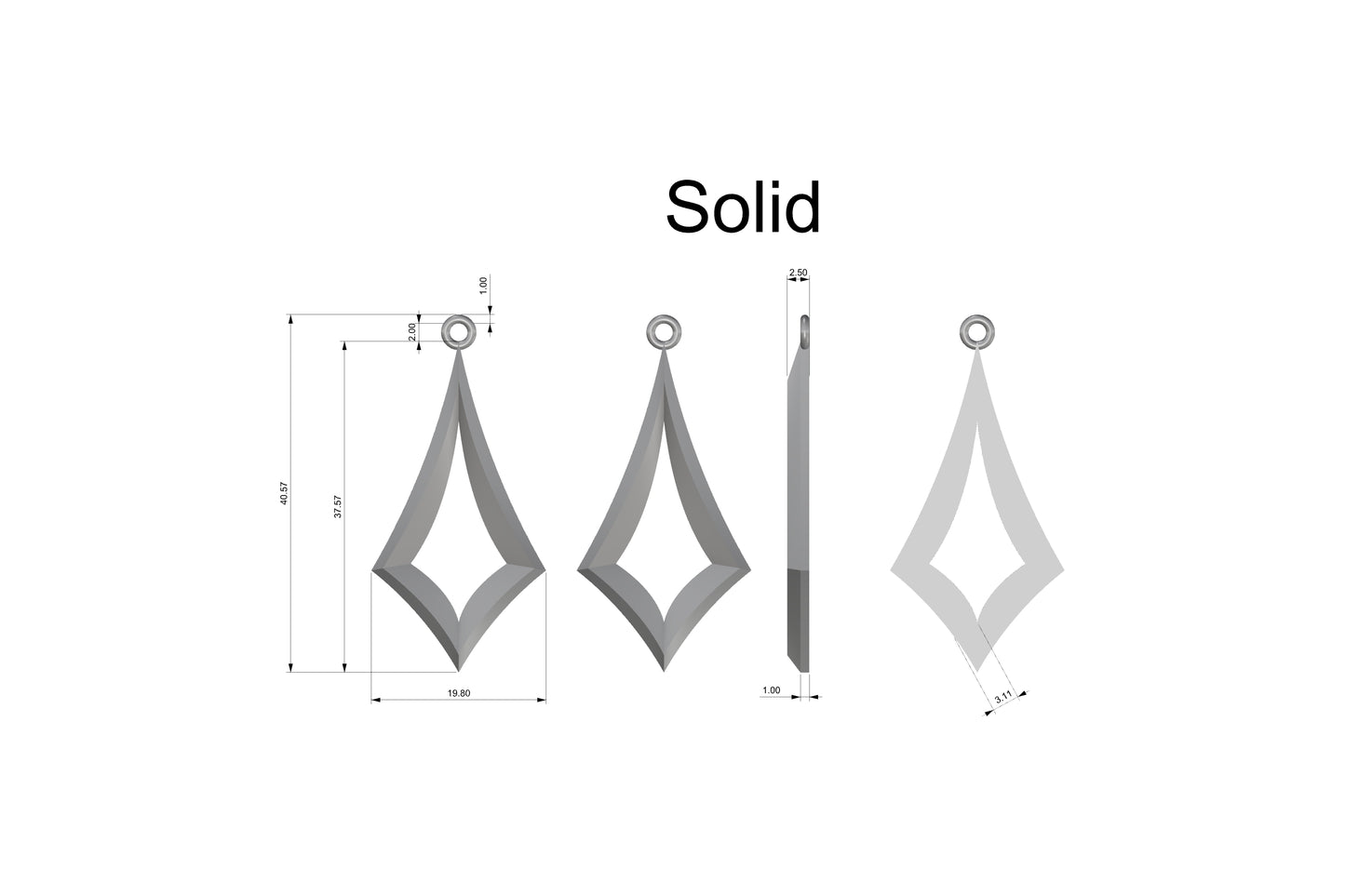 Earring - Large Geometric Kite Shape
