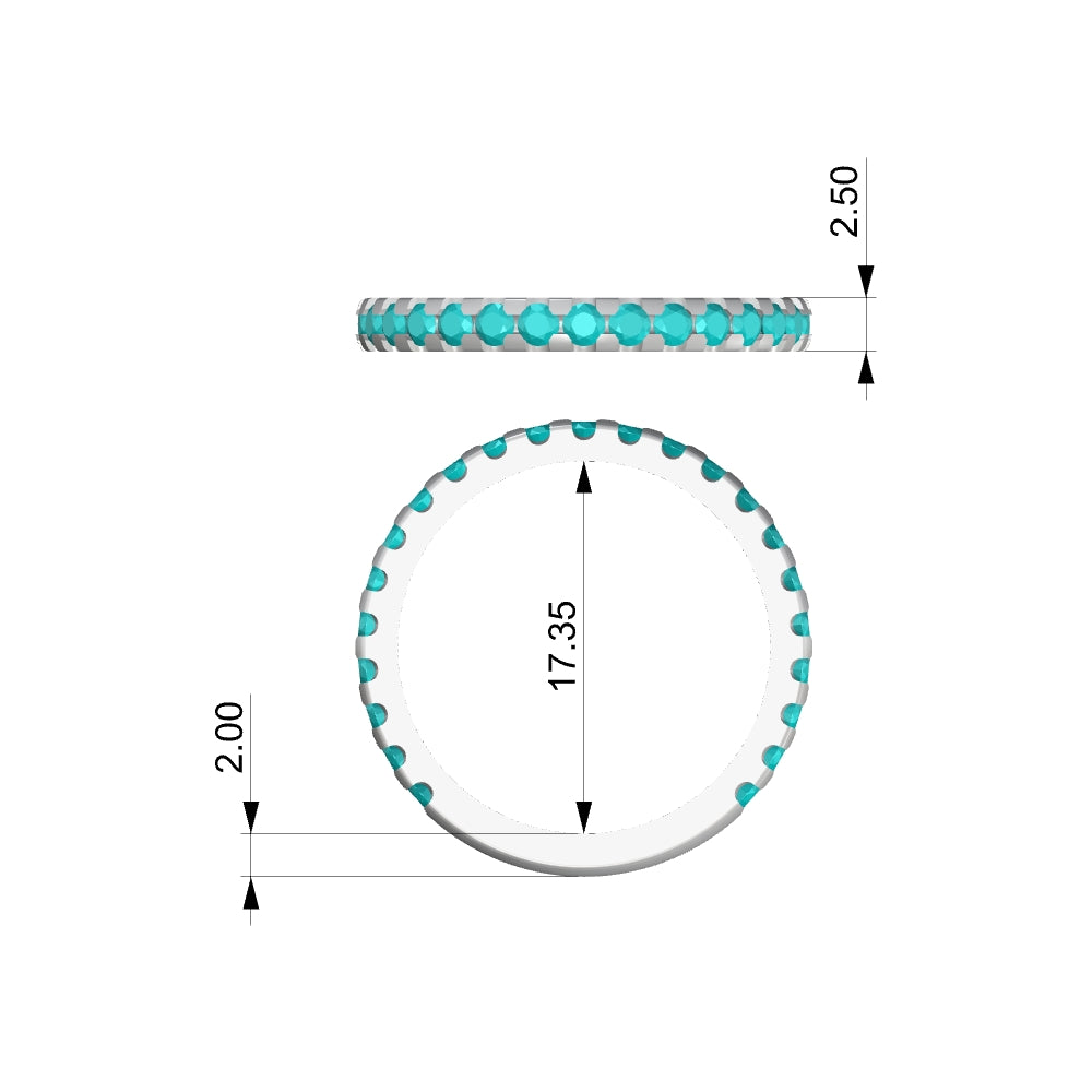 Ring Wedding Band Precut Band Scoop Cutdown Pave 2.5mm for 2mm stones - 3/4 set