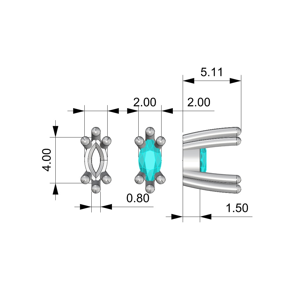 Setting Marquise 2x4mm 6 prong
