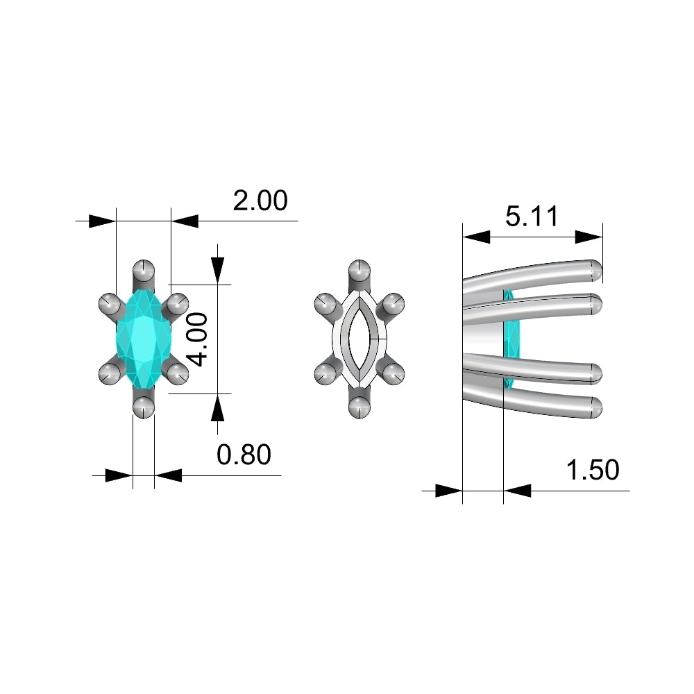 Setting Marquise 2x4mm 6 prong