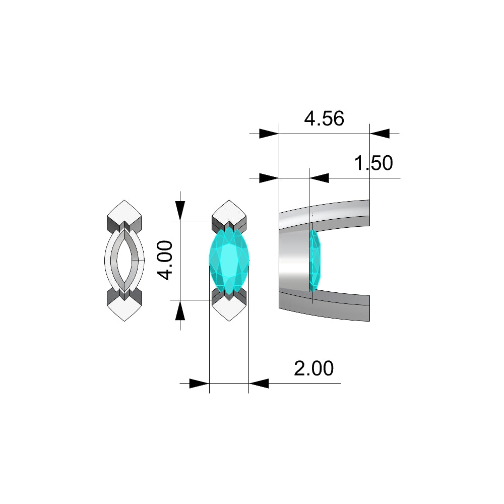 Setting Marquise 2x4mm V Prong
