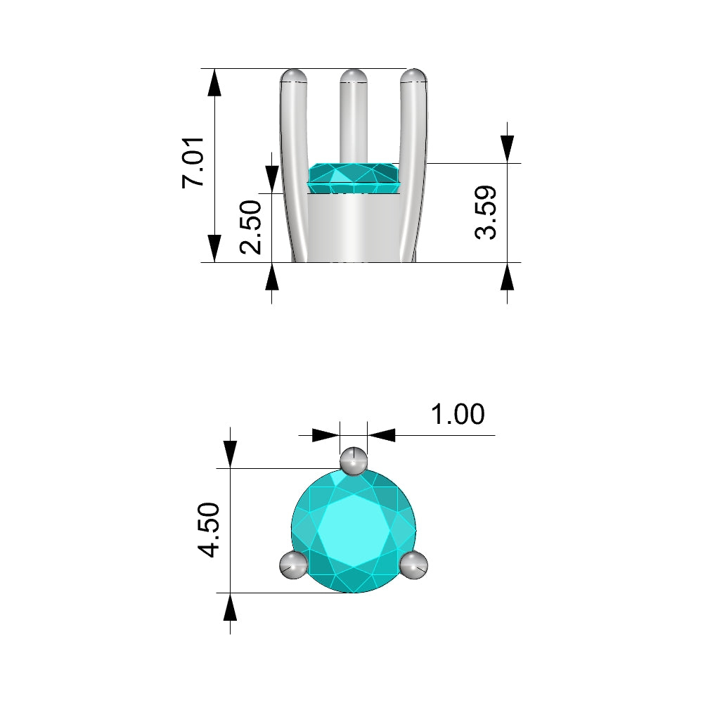 Setting Round 4.5mm 3 prong