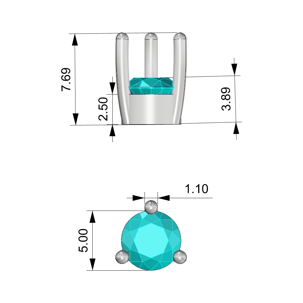 Setting Round 5.0mm 3 Prong