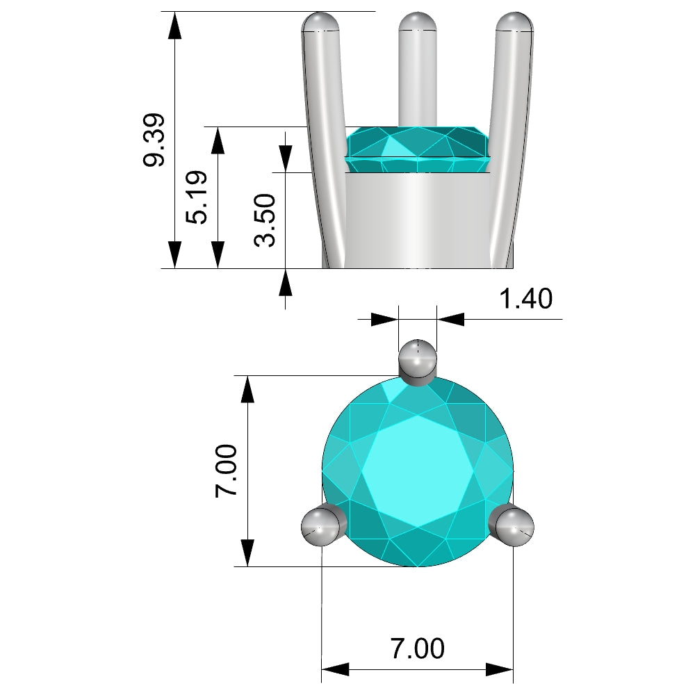 Setting Round 7.0mm 3 prong