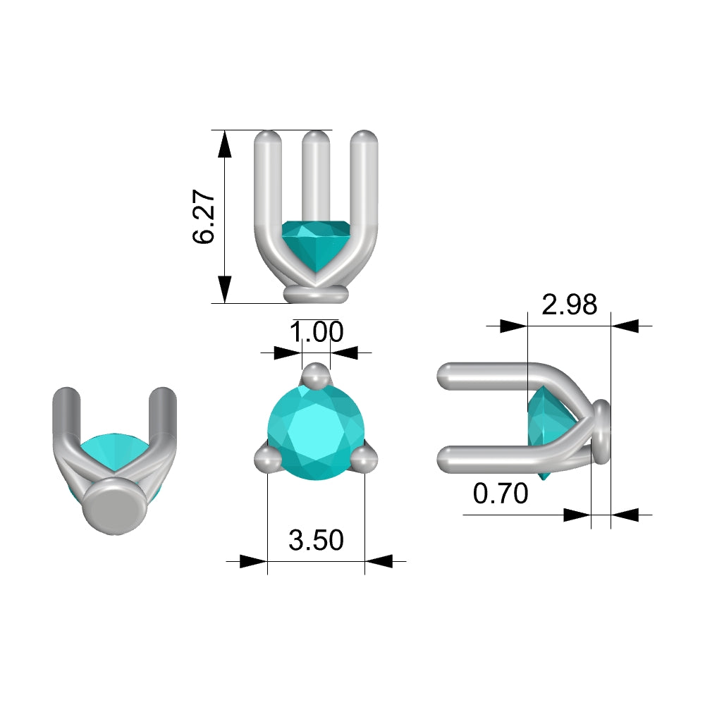 Earring - Trellis Stud Model 3 prong 3.5mm