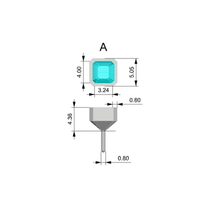 Stacking Ring 4mm square emerald cut bezel peg head 3d model