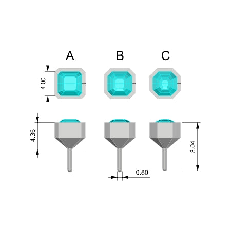 Stacking Ring 4mm square emerald cut bezel peg head 3d model