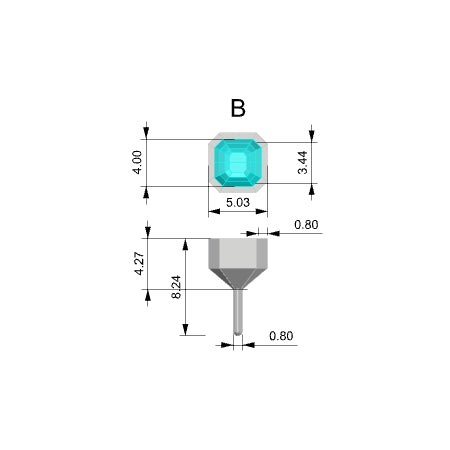 Stacking Ring 4mm square emerald cut bezel peg head 3d model