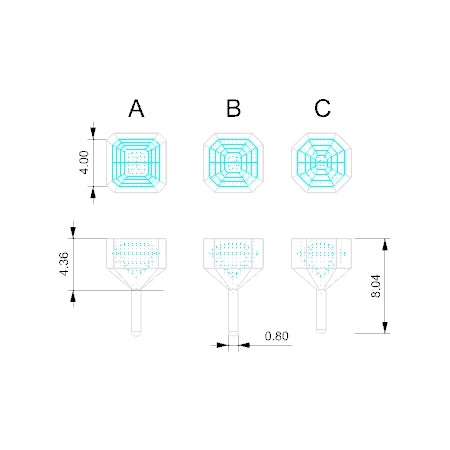 Stacking Ring 4mm square emerald cut bezel peg head 3d model