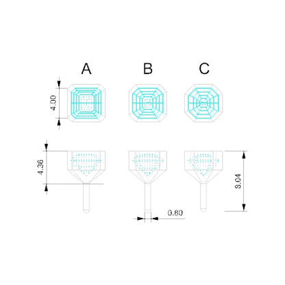 Stacking Ring 4mm square emerald cut bezel peg head 3d model