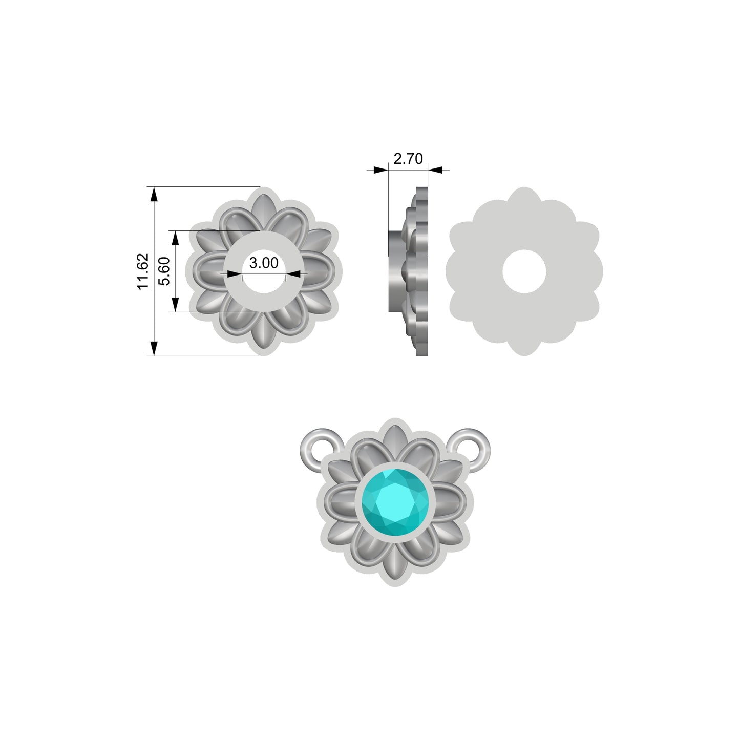Victoria Bezel Necklace Setting for 3.5-4.6mm round